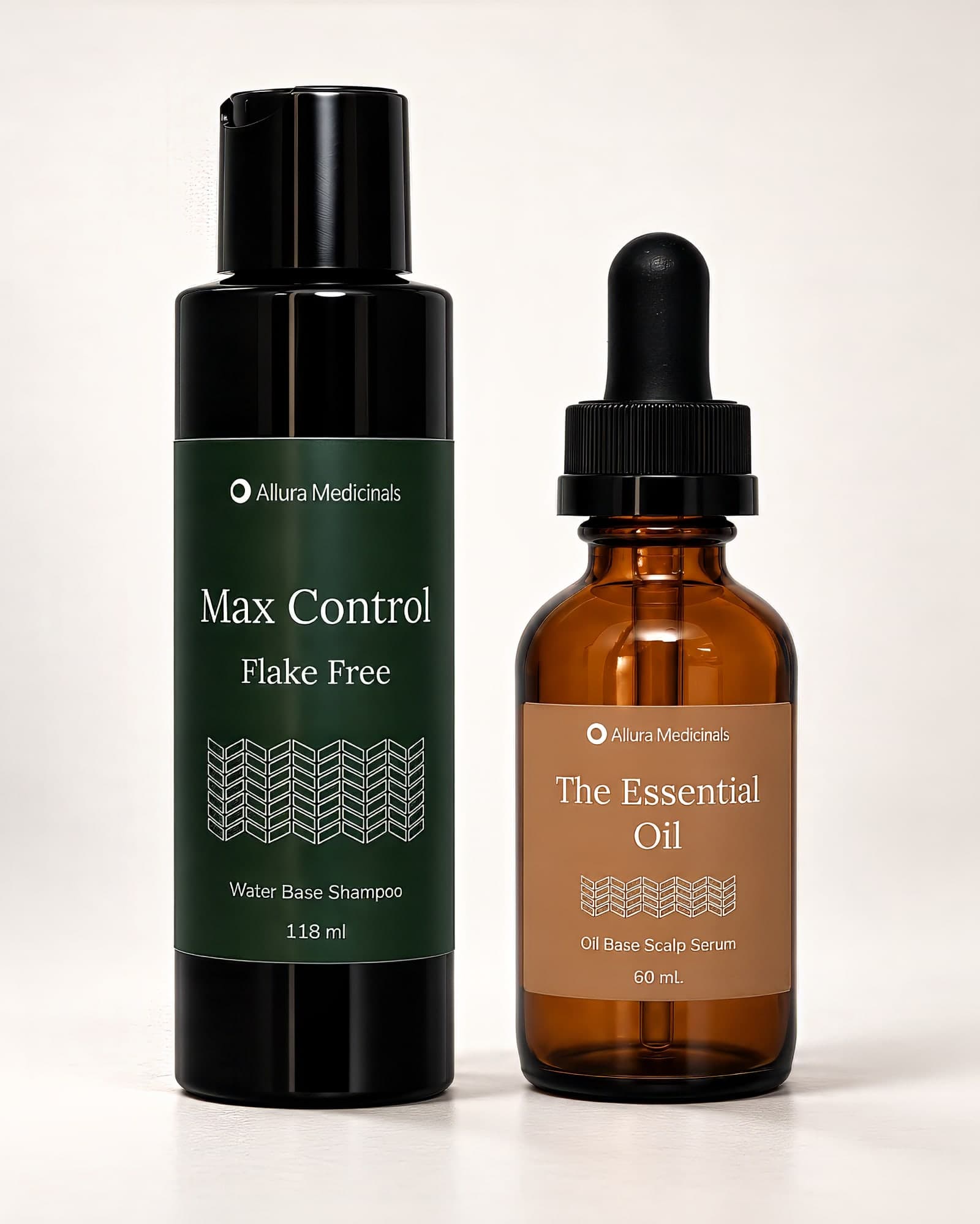 Max Control & The Essential Oil Bundle — Dermatologist-formulated scalp care shampoo and nourishing scalp serum by Allura